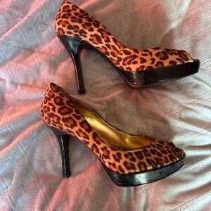 GUESS Leopard Print Platform Pumps - Statement Heels